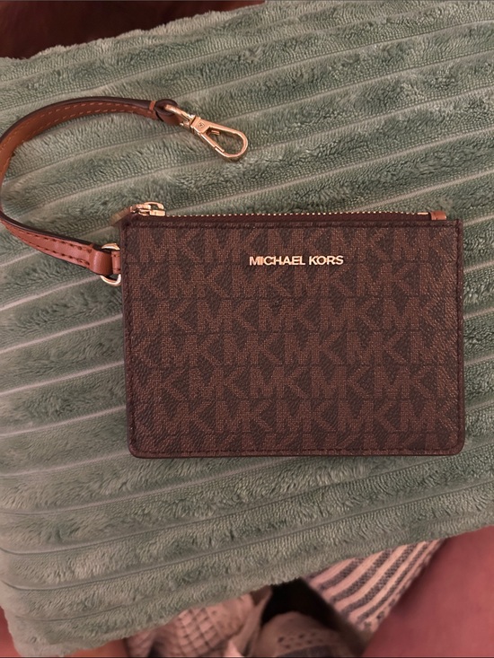Michael Kors Handbags - NWOT MICHAEL KORS Brown MK Logo Wristlet Card Case with Gold Hardware